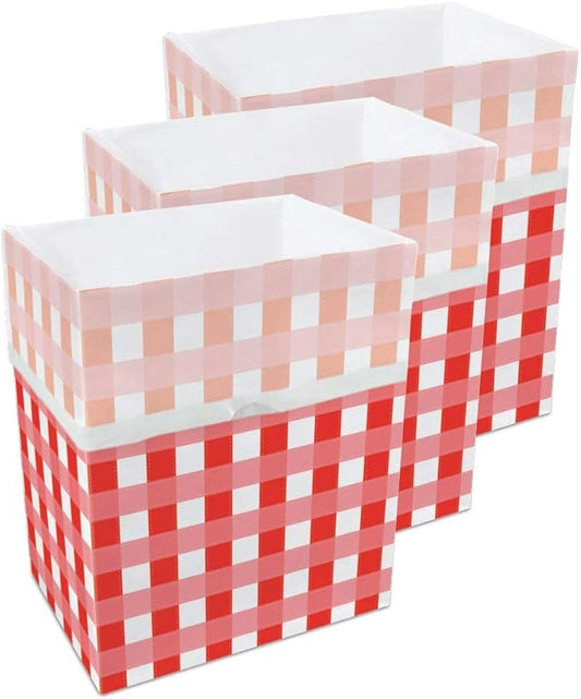 Clean Cubes 13 Gallon Disposable Pop-Up Trash Cans (3-Pack) with Fitted Bags – Foldable Garbage & Recycling Bins for Parties, Events & Kitchen (Picnic, 17" H x 13.5" W x 10" D)