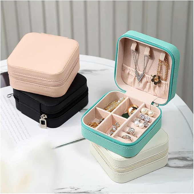 TRODANCE Mini Jewelry Travel Case, Small Portable Jewellry Organizer Box Portable Display Storage Box for Rings Earrings Necklaces, Gifts for Girl, Women, Wedding, Birthday, Mom, Mother's Day (Blue)