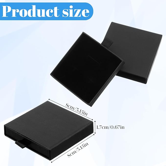 Jewellery Gift Box, 4 Pcs Ring Necklace Box Small Gift Boxes for Bracelets Earrings Necklaces Bracelet Drawer Organizer Square Pendent Storage Case for Birthday DIY Wrapping(Black)