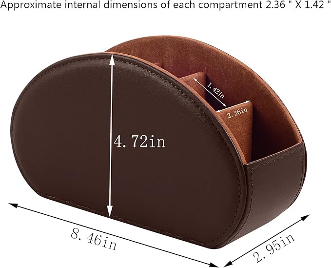 Remote Control Holder with 5 Compartments TV Remote Caddy Store Box,Desktop Organizer for Controller, Glasses and Media Player,Pen Storage (Brown)