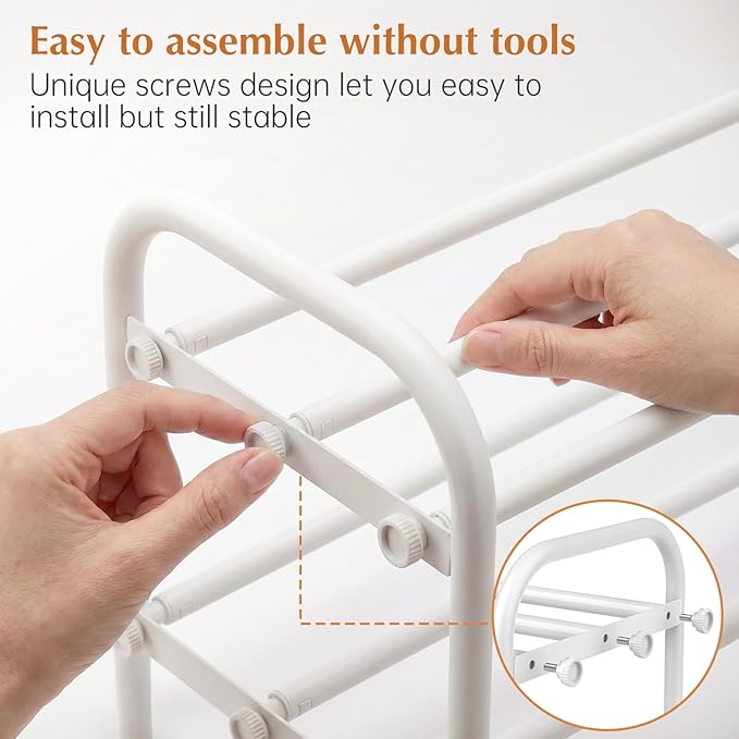 INSMART 3-Tier Expandable Shoe Rack, Stackable and Adjustable Shoes Organizer Storage Shelf, Sturdy and Durable Metal Structure Free Standing Shoe Rack for Closet Entryway Doorway, White