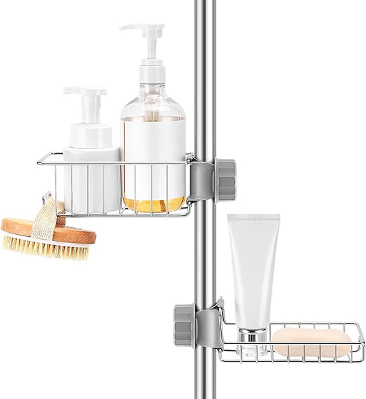 Clawfoot Tub Caddy(Shower Rod Not Included) - Stainless Steel Shower Shelves and Soap Caddy