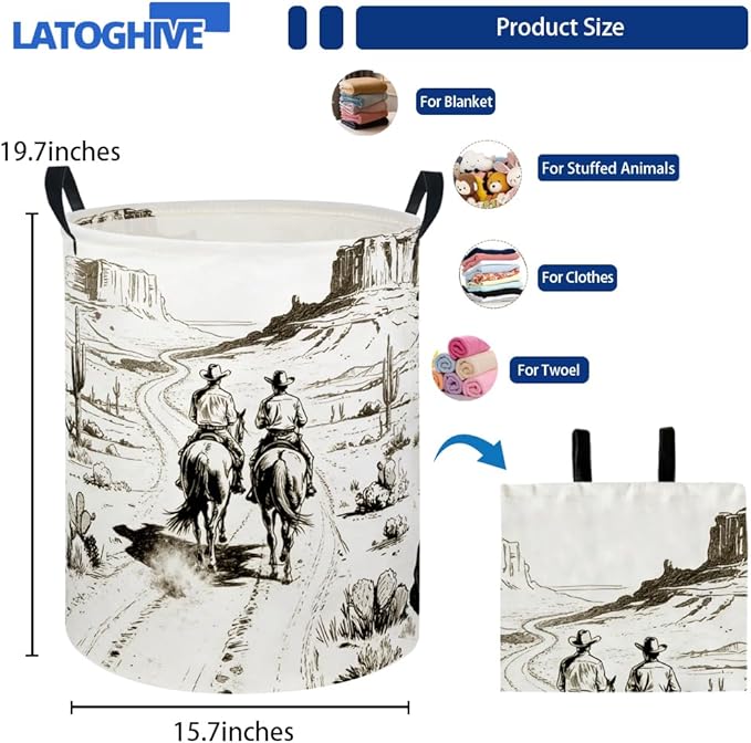 Baby Laundry Hamper kids laundry Basket Waterproof Laundry Bag for Bedroom Toy Clothes Organizer Room Décor(Cowboy)