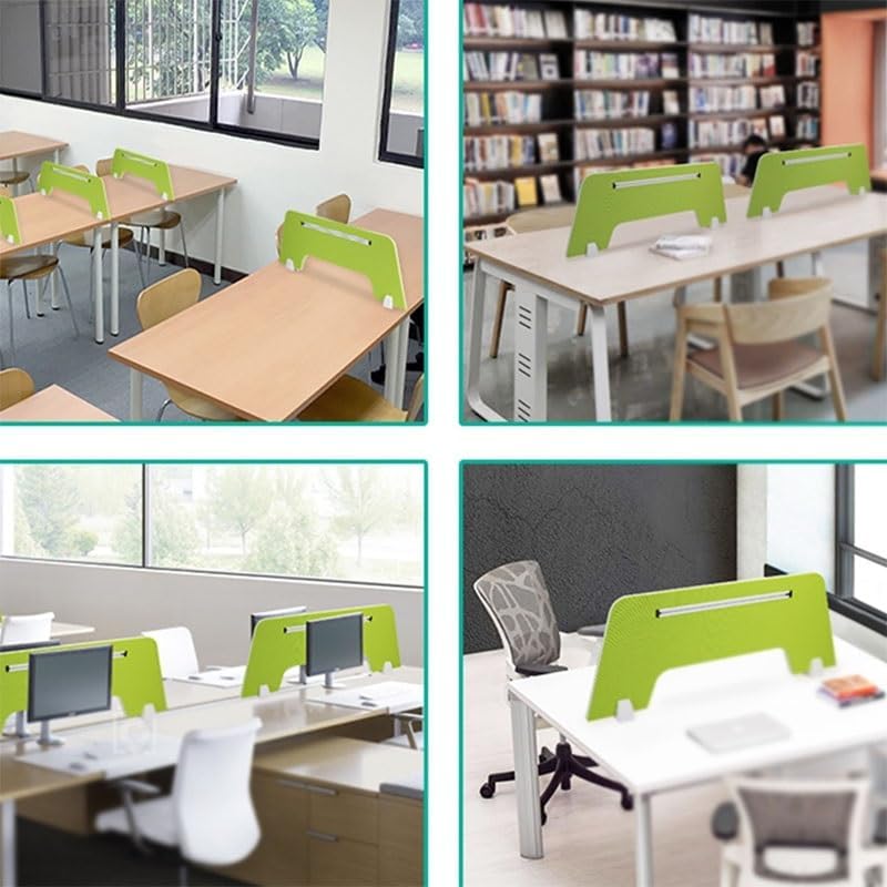 Removable Clamp-on Desk Divider, Portable Table Privacy Board, Freestanding Panel with 2 Clips for Offices Library(Green,11.8x31.5in) - Image 2