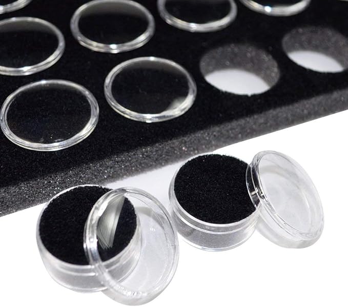 Ikee Design Jewelry Storage Tray Insert, 50 Gemstone Display Jars, Black Foam Liner, Home Organization, 14 1/4 x 7 3/4 x 3/4 in