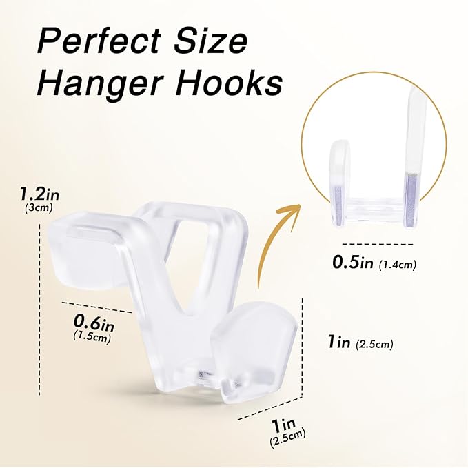 HOUSE DAY Closet Organizers and Storage, College Dorm Room Essentials - 60 Pack Clear Clothes Hanger Connector Hooks, Heavy Duty Hangers Organization, Premium Space Saving Hangers