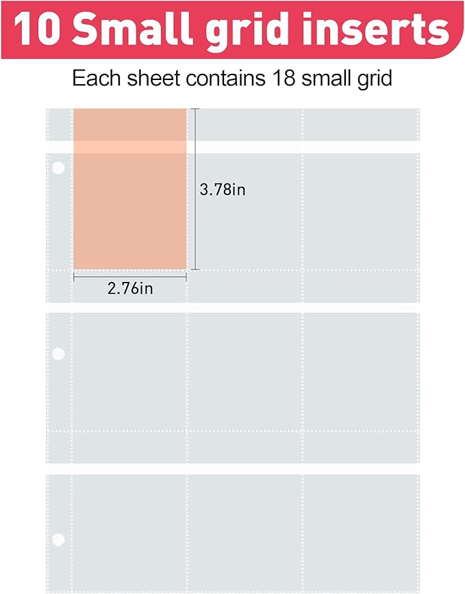 17Dec Refill Pages for the Jewelry Storage Book,Small-grid,Double-sided 9-grid,10 sheets,Jewelry Binder Refill Pages