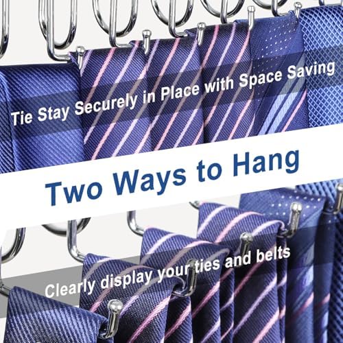 TOPIA HANGER 40 Hooks Belt Tie Hanger Space Saving for Closet, 2 in 1 Belt Ties Racks Max 60 Belts with 60 Ties Capacity, Curved with Flat Hooks for Belts,Ties,Bras,Closet Organizers and Storage CT70A - Image 6