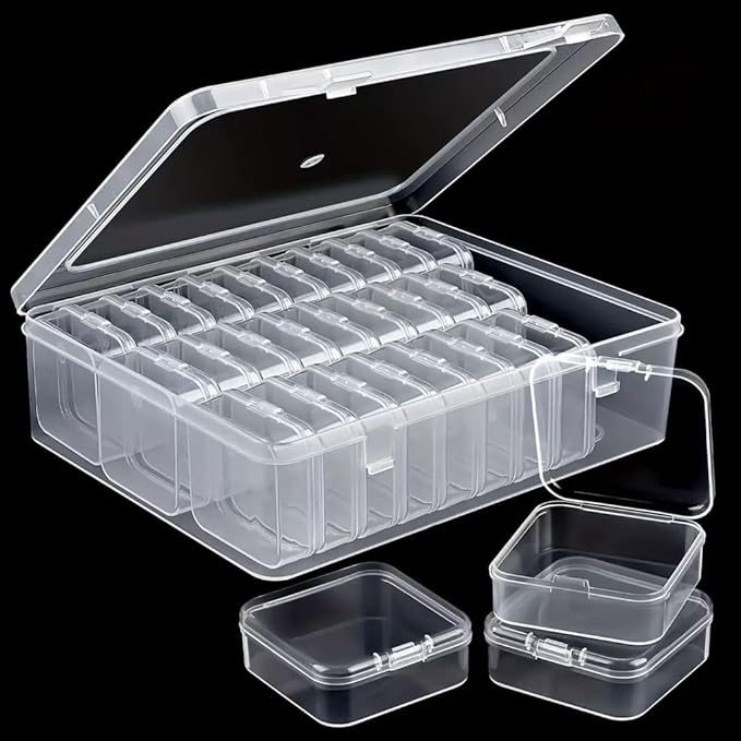 30Pcs Bead Organizer, Clear Plastic Cases for Pearl Bracelets and Small Accessories (1.96x1.96x0.79in)