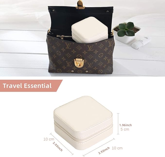 Mini Jewelry Travel Case,Small Travel Jewelry Organizer,Travel Portable Jewelry Case for Ring, Pendant, Earring, Necklace, Bracelet Organizer Storage Holder Boxes (White)