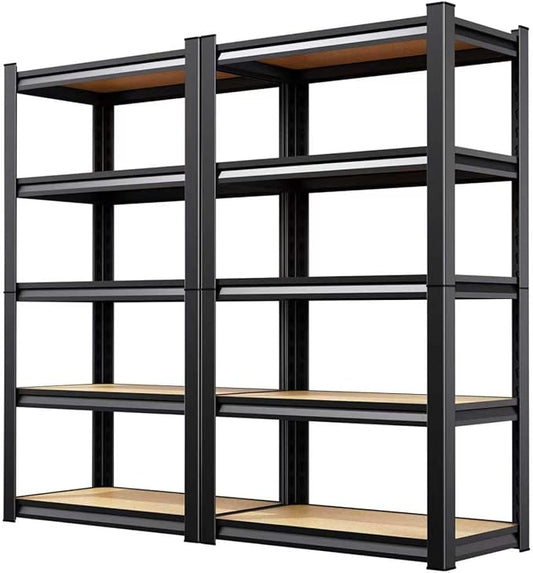 2 Pack Garage Shelving Heavy Duty Storage Shelves, Metal Adjustable Shelving Unit, Utility Garage Organizer Shelf for Basement, Pantry, Kitchen, Warehouse,12" Dx28 Wx71.2 H Black
