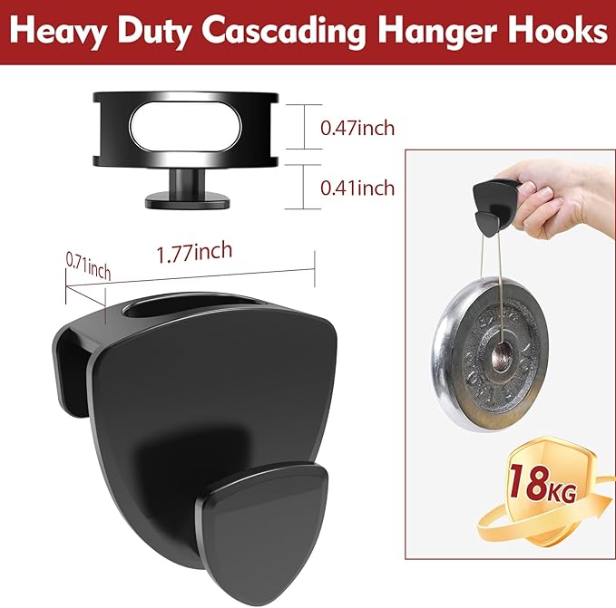 Latoxcaa Space Saving Hanger Hooks 70Pcs, Upgrade Heavy Duty Space Saver Hangers Connector Hooks for Clothes, Premium Hanging Closet Organizer for Dorm, Ganchos para Colgar Ropa, Black