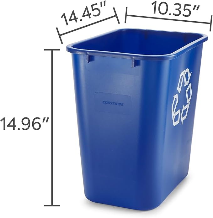 COASTWIDE Professional Plastic Indoor Recycling Wastebasket Without Lid, Blue,Plastic, 7 Gallon (CW56432)