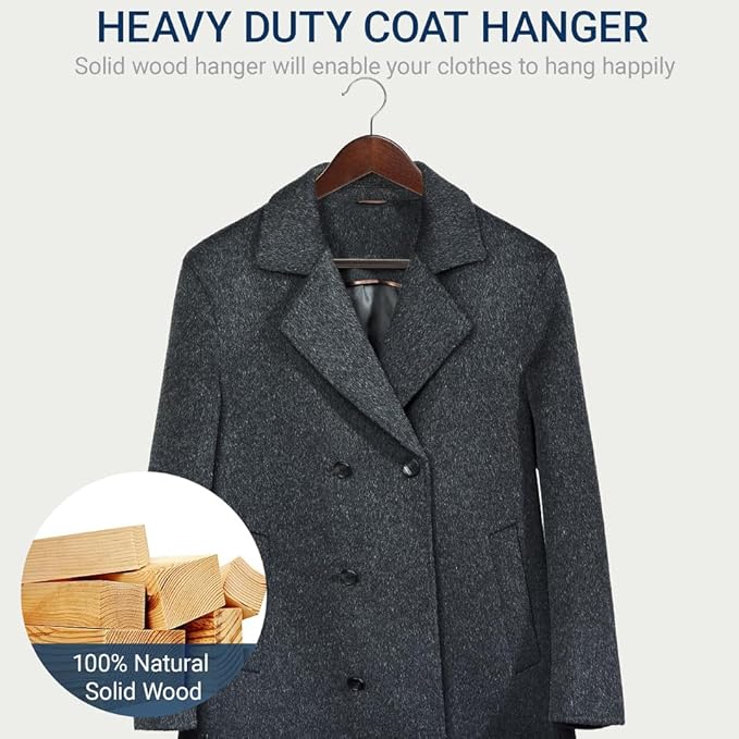 Amber Home 30 Pack Walnut Wooden Coat Hangers, Vintage Wood Suit Hangers with Non-Slip Pant Bar, Clothes Hangers for Closet Organization, Shirts, Jackets, Dresses, and Pants (Retro, 30)