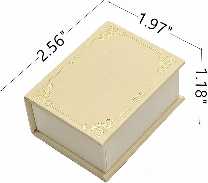 Book Shaped Ring Box - Vintage Engagement Ring Box with Hinged Lid for Proposal Engagement Wedding, Proposal Ring Case -PRB016-Yellow