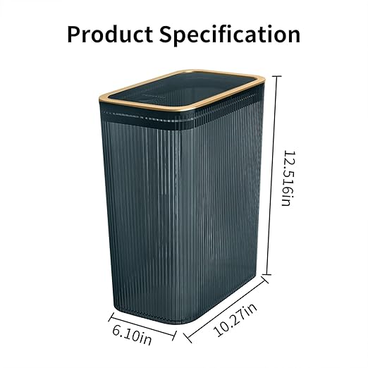 Transparent Trash Can, Bathroom Trash Cans with Lids, 2.6 Gallon Garbage Can for Bedroom, Office, Plastic Slim Waste Basket with Press Top Lid, 10L Clear Trash Bin for Home, Kitchen (Blue)