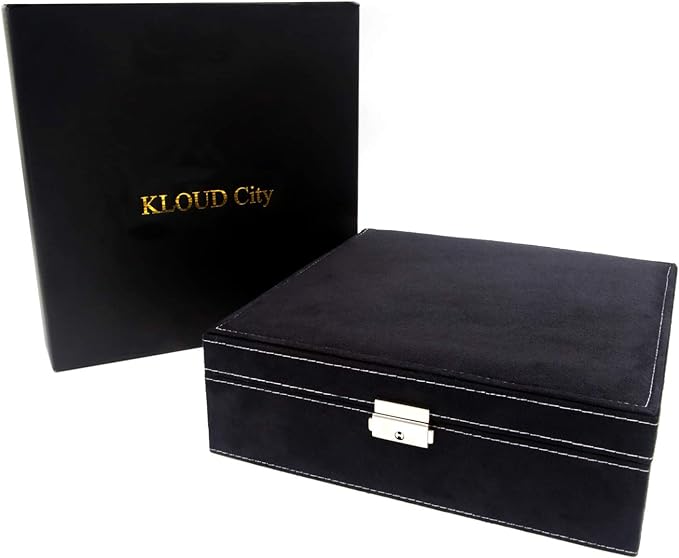 Two-Layer Jewelry Box Organizer Display Storage case with Lock (Black)
