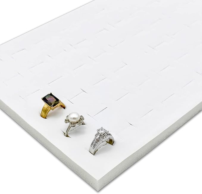 TheDisplayGuys For Your Modern Living 2-Pack 72-Ring Holders Leatherette Foam Padding Jewelry Inserts - Tray/Case Liners - Retail Display, Storage (White) by The Display Guys