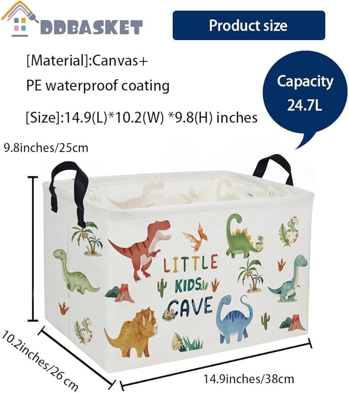 Rectangular Kids Baskets Dinosaur Basket Cute Storage Bins Organizer Box Boys Room Decor for Home.(Coco dinosaur)