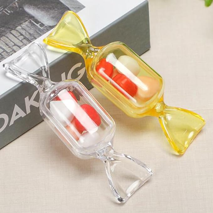 FZBNSRKO 50 Pcs Clear Candy Shaped Jewelry Box,Mini Jewelry Organizer Boxes Lovely Plastic Candy Container DIY Jewelry Accessories for Wedding Party Travel Valentine's Day(yellow)