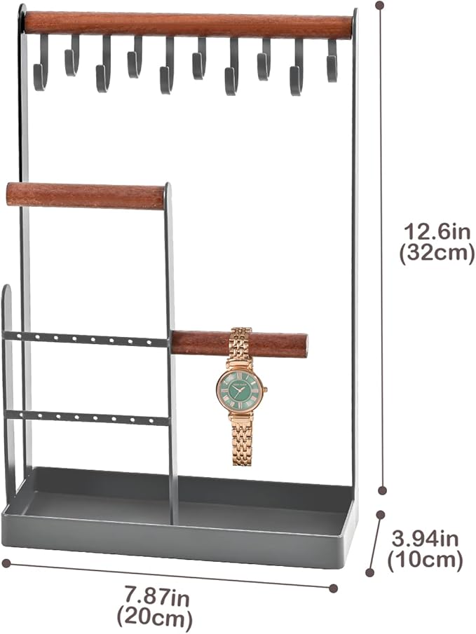ProCase Cute Jewelry Stand, Aesthetic Jewelry Organizer for Dresser Vanity, Jewelry Holder Display for Necklaces Earrings, Gifts for Teen Girls Women, Bedroom Dorm Decor -Medium, Grey