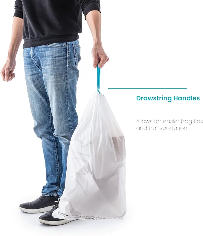 Home Zone Living 2-Pack 5 Gallon Kitchen Trash Bags with Drawstring Handles, Heavy Duty Custom Fit Design for 20 Liter Dual Recycling Liners, Code 20R, 60-Count