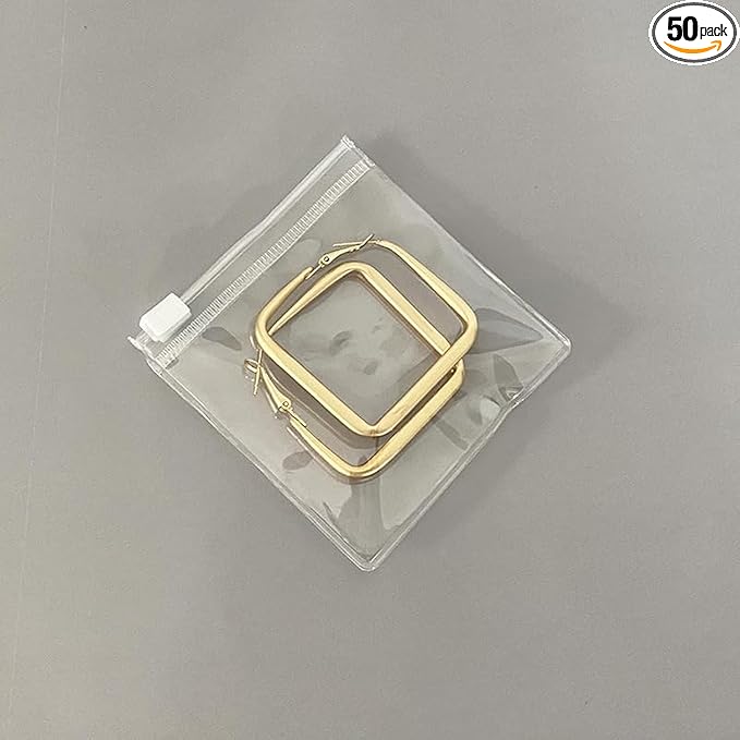 HSLFUAI 50PCS Bags | Jewelry Bags Clear Plastic Transparent PVC With Zipper Closure, Jewelry Bag Small Plastic Bags For Jewelry (8 * 8cm 3.15 * 3.15 inch)