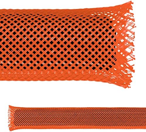 Electriduct 1" PET Expandable Braid Sleeving Flame Retardant Flexible Wire Mesh for Cord Management and Cable Protection - 10 Feet - Orange by Electriduct