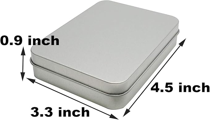 Hulless 6 Pcs Metal Hinged Tin Box Container Mini Portable Small Storage Container Kit with Lid for Home Storage 4.5x3.3x0.9 Inch, Silver