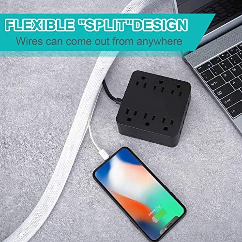 20ft - 1 inch White Cable Sleeve, Cable Organizer for Desk PC TV Computer, Wire Protector Cable Wrap Cover, Cord Management for Home Office - Image 5