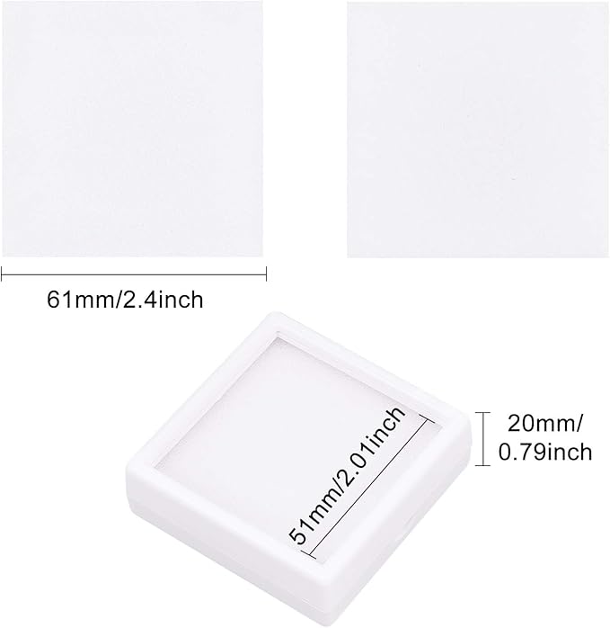 BENECREAT 10PCS White Gemstone Display Box Square Acrylic Jewelry Box Container(2.4x2.4x0.8) with Clear Top Lids and Sponge Inside for Gems, Jewelry Packing