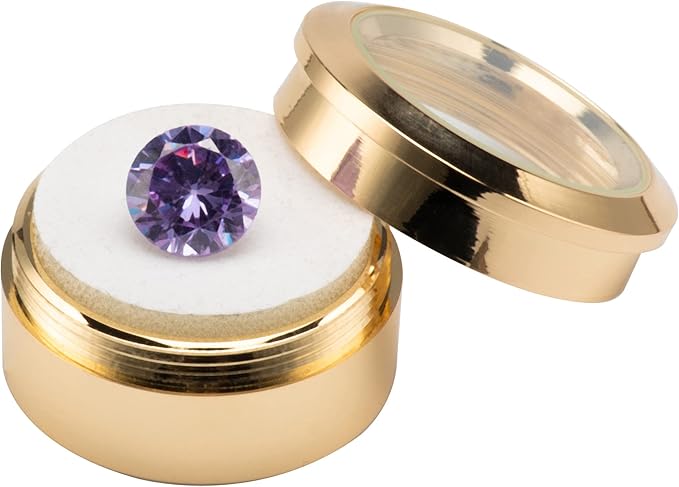 Small Loose Diamond or Gemstone Display Box Case Holder Show Container Metal (Gold- 1.3x0.5)