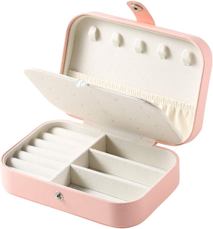 CASEGRACE Jewelry Box For Women Travel Jewelry Organizer Double Layer for Necklace Earring Rings Jewelry Holder Case