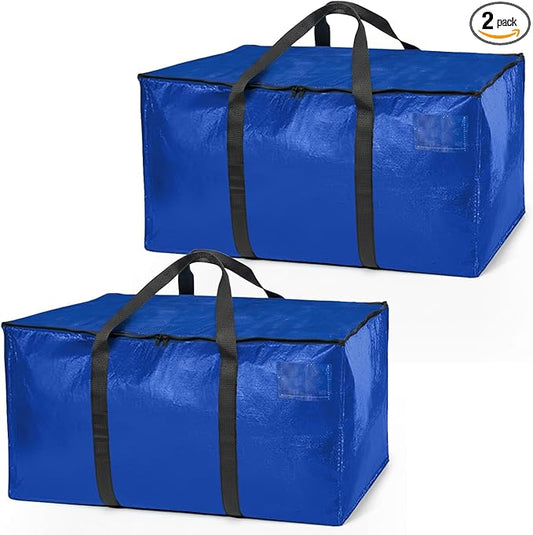 ClearSpace Heavy Duty Moving Bags - Water Resistant Storage Bags or Storage Bins with Lids and Moving Supplies - Large Moving Boxes for College Dorm, Travel, Closet Organization - 2 Pack