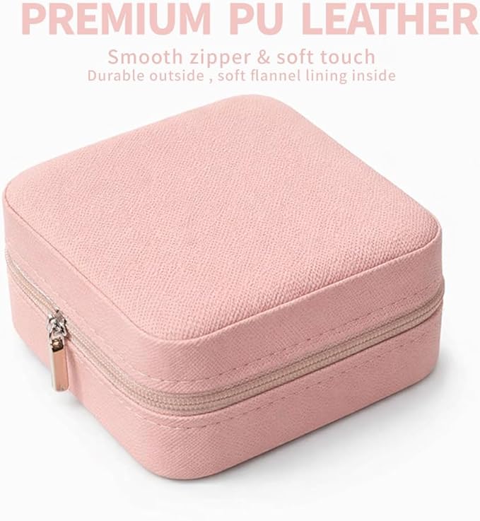 Jewelry Box for Women Girls, Small Travel Jewelry Organizer, Mini Portable Jewelry Storage Case as Small Gifts for Women, Pink