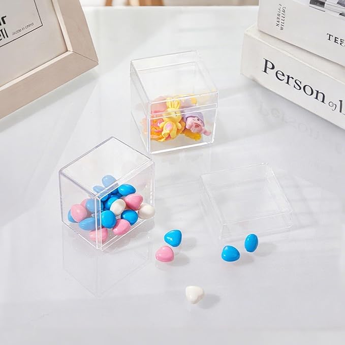 Okllen 36 Pack Acrylic Boxes with Lid, Clear Square Cubes Treat Gift Boxes Candy Storage Container for Candy, Little Trinkets, Jewelry, Party Favor, 2''x2''x2''/5x5x5CM