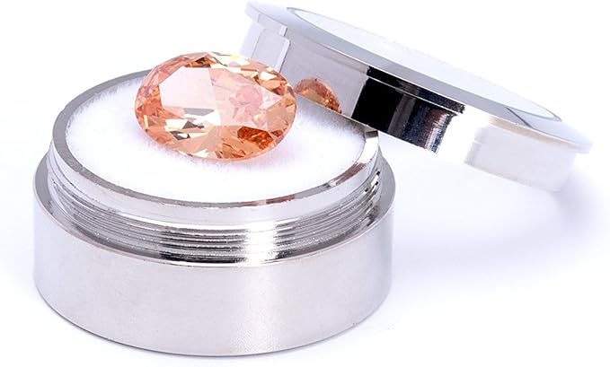 Mini Diameter 1.3 inch Loose Diamond or Gemstone Display Box Case Holder Show Container Metal (Silver- 1.3x0.5)