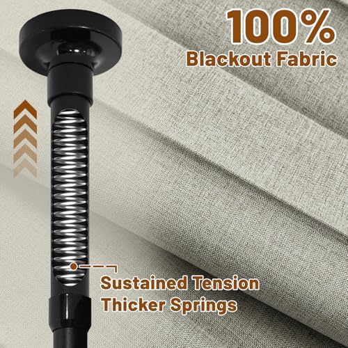AJAZZ Privacy Curtains for Room Divider with Blackout & Soundproof (2 Panels, Grey, W100 x L96 in)+ No Drill Curtain Rods(H) 43-120×(W) 35-200 in, Wall Divider for Bedroom/Studio/Office Curtain - Image 5
