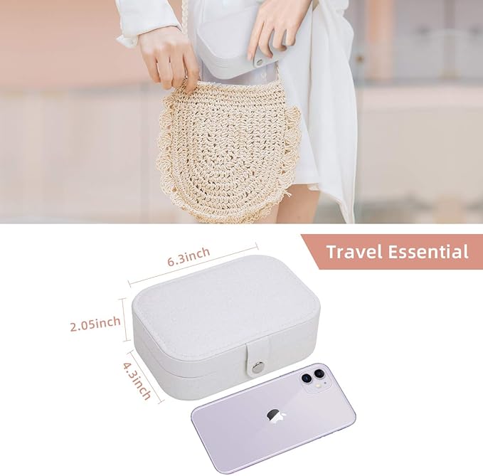 CASEGRACE Jewelry Box For Women Travel Jewelry Organizer Double Layer for Necklace Earring Rings Jewelry Holder Case