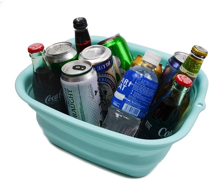 SAMMART 7.7L (2 Gallon) Collapsible Tub - Foldable Dish Tub - Portable Washing Basin - Space Saving Plastic Washtub (Lake Green, S)