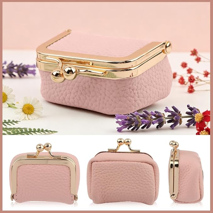 PU Leather Mini Jewelry Box, Vintage Portable Mini Jewelry Organizer with Kiss Lock, Compact Travel Case for Rings, Earrings, Necklaces - Ideal Gift for Women