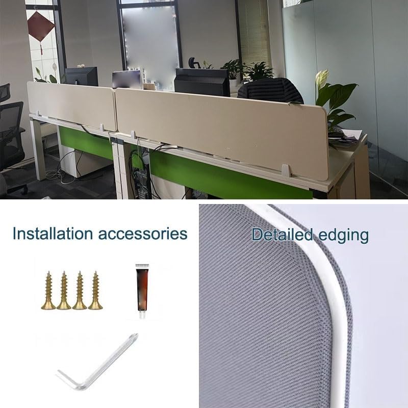 2 Set Freestanding Panel with 2 Clips, Removable Stand Up Desk Divider, Table Privacy Partition Board for Library Workstation(Beige,11.8x39.4in) - Image 4