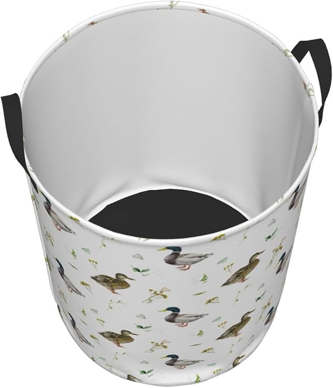 Laundry Basket Cute Mallard Duck Room Decor,Round Laundry Hamper Waterproof Dirty Clothes Hamper Collapsible Laundry Baskets With Handles,Toy/Clothes Storage Basket For Home Dorm Bathroom Decor