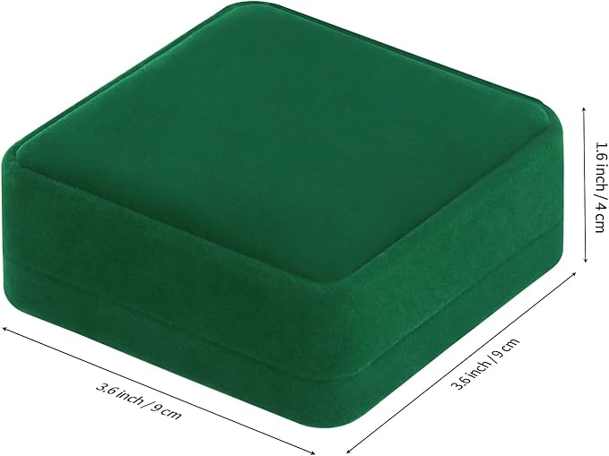 LETURE 4 Pieces Classic Velvet Bracelet Bangle Pendant Necklace Gift Box, Travel Jewelry Box Display Storage Case for Gift, Wedding, Engagement, Proposal, Birthday (4PCS Bracelet-GREEN)