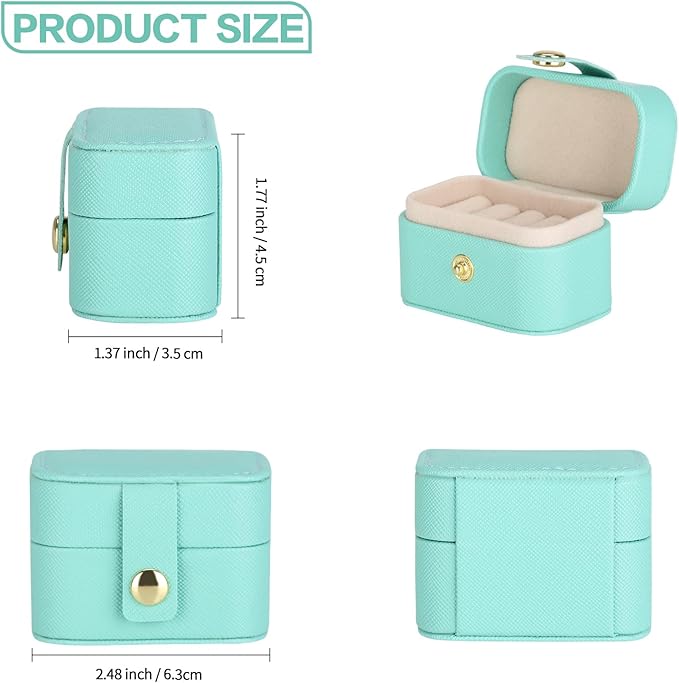 KUKUVR Small Travel Jewelry Box For Ring Stud Earring, Mini Jewelry Ring Holder for Multiple Rings, Portable Jewelry Storage Organizer Case (Blue)