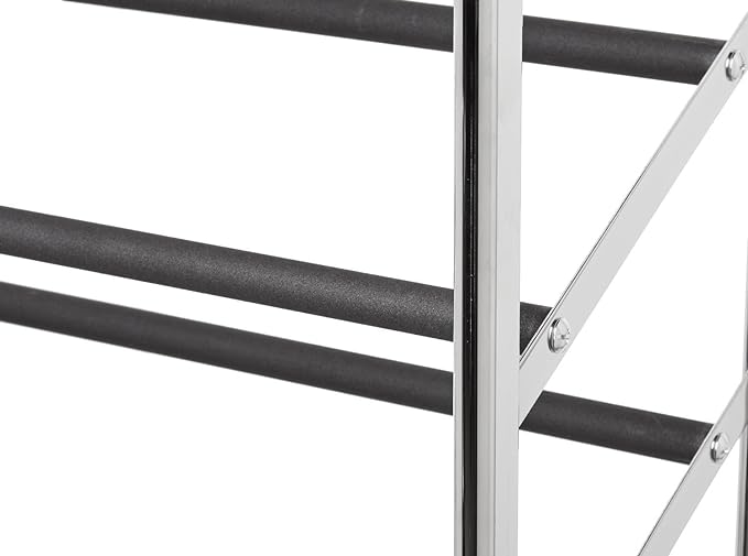 Amazon Basics 50-Pair Shoe Rack Organizer, Portable Rolling with Locking Wheels, Free Standing, 35.8 x 14.6 x 59.5 inches, Chrome