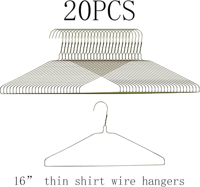 Otylzto 20Pcs Silver Wire Hangers for Clothes, Shirt, Wire Coat