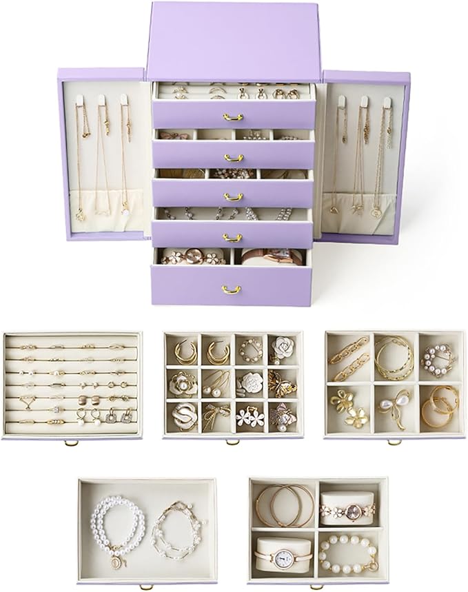Cute Jewelry Box for Women teen Girls Jewelry Organizer Large Jewelry Organizers and Storage Faux Leather Jewelry Storage Jewlery Box Jewellery Box Joyeros Organizador De Mujer