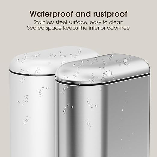 CEROELDA Small Bathroom Trash Can with Lid Soft Close, 5L/1.3 Gallon Stainless Steel Slim Garbage Can, Metal Waste Basket with Step Pedal, for Office, Bedroom, Toilet, Dorm Room (Silver, 1.3 Gallon)
