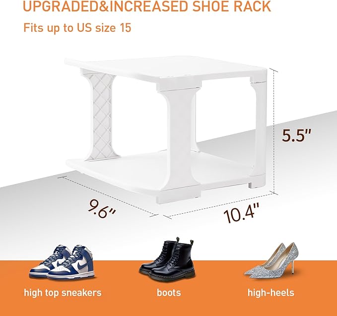 5 Tiers Shoe Rack Organizer for Closet Shoe Holder Storage Narrow Plastic Vertical, Free Standing Shoe Rack Shelf for Entryway Stackable Stability DIY, Beige